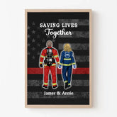 Save Lives Couple Friends - Personalized Canvas Firefighter, EMS, Police Officer, Military, Nurse